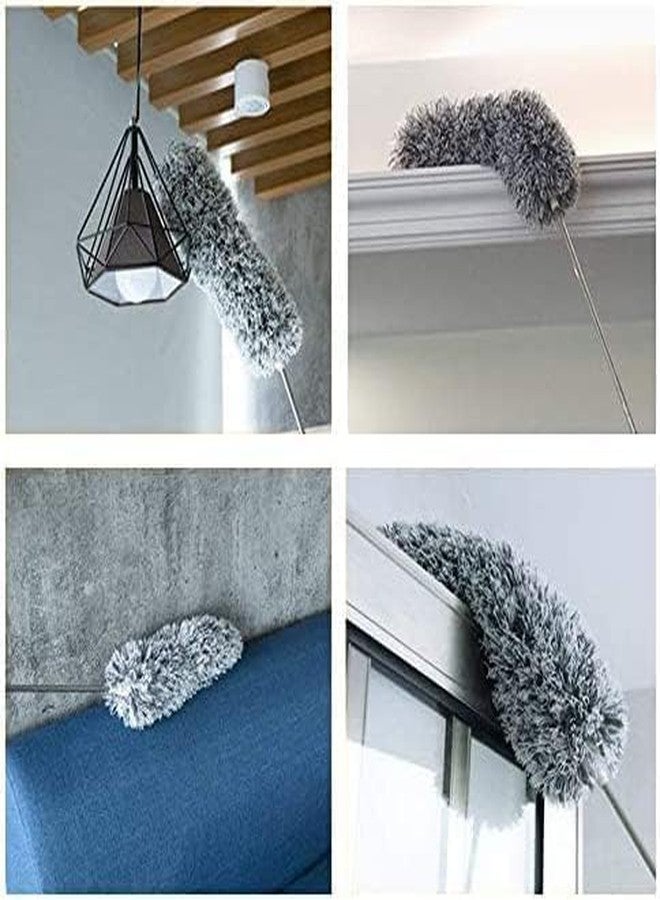 Amcube tech Long Handle Microfiber Feather Fan Ceiling Duster for Dust Cleaning with extendable Pole 100 Inch with Anti Scratch Bendable Brush for Cleaning High roof Cobweb Stick | Grey Fan Cleaner - Image 2